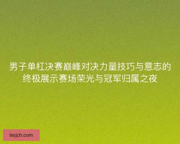 男子单杠决赛巅峰对决力量技巧与意志的终极展示赛场荣光与冠军归属之夜